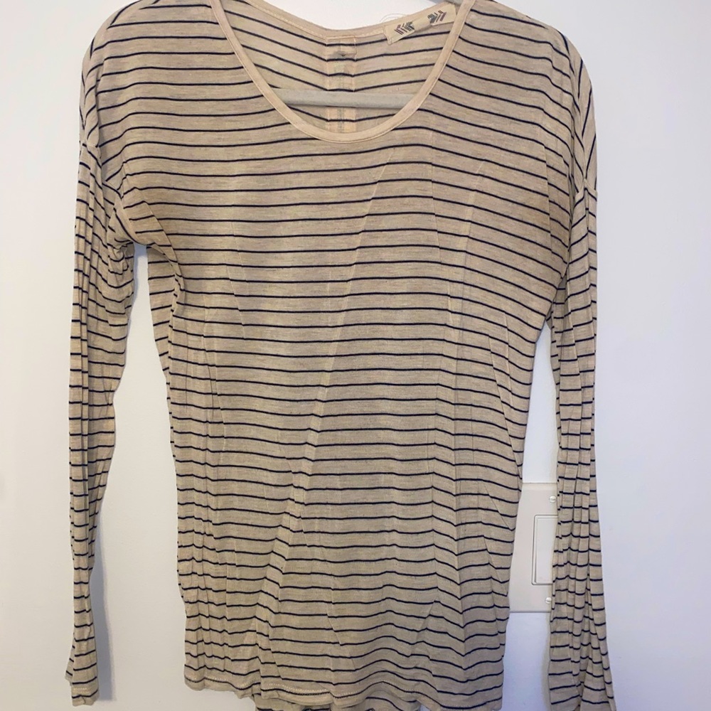 Lightweight zip back long sleeve stripe